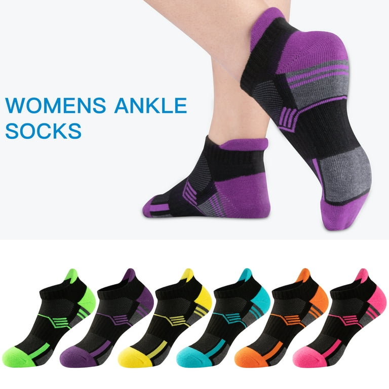 COOPLUS Womens Ankle Socks Performance Low Cut Athletic Socks 6 Pairs