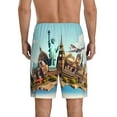thumbnail image 2 of Balery Iconic Global Landmarks Men's Cotton Knit Pajama Shorts Waistband & Pockets,Short Pajama Pants-Medium, 2 of 8