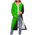 thumbnail image 1 of Chandails à Capuche Zippés pour Femmes Grande Taille Automne Hiver Mode Décontractée Chandails à Capuche avec Poche Mode Imprimé Manches Longues Poche à Capuche Fermeture Éclair Cordon de Serrage Hauts à Poche Chandails Vert TG, 1 of 6