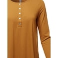 thumbnail image 4 of A2Y Women's Premium Solid Long Sleeve Dolphin Hem Shell Button Henley Top Shirt Desert Mustard 3XL, 4 of 6