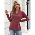thumbnail image 3 of Zeagoo V Neck Blouse for Women Casual Dressy Basic Tops Soft Solid Long Sleeves Shirts Trendy Fall Tops, 3 of 8
