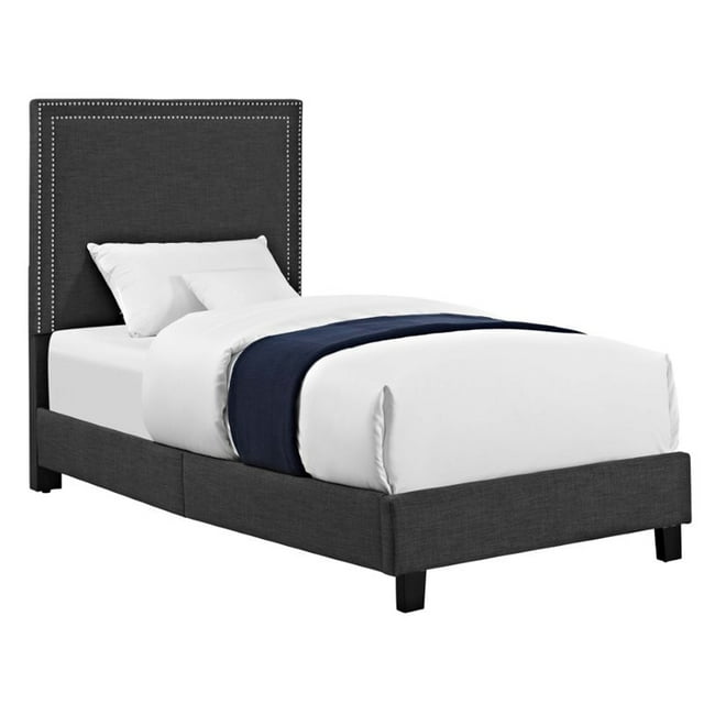 Picket House Furnishings Emery Lit Simple Rembourré en Panneau Couleur Charbon