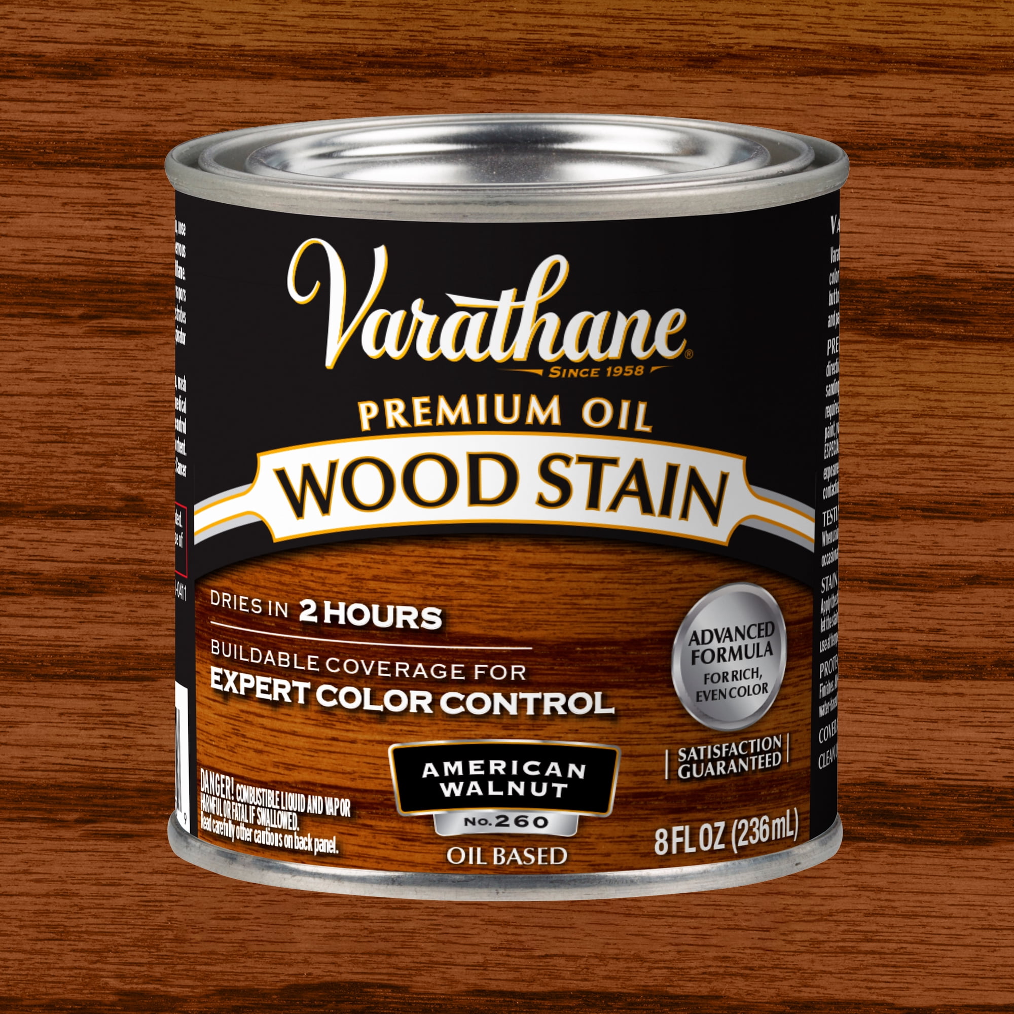 American Walnut, Varathane Premium Oil-Based Interior Wood Stain-211804, Half Pint