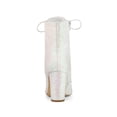 thumbnail image 2 of BLISSFUL STEP Women's Pointy Toe Block Heel Glitter Ankle Boots White 9, 2 of 7
