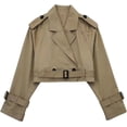 thumbnail image 1 of Womens Cropped Jacket Long Sleeve Belted Trench Coat Solid Color_Special Gift, 1 of 2