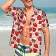 thumbnail image 5 of Lsque Red Strawberry pattern Hawaiian Shirt for Men, Unisex Summer Beach Casual Short Sleeve Button Down Shirts-Large, 5 of 9