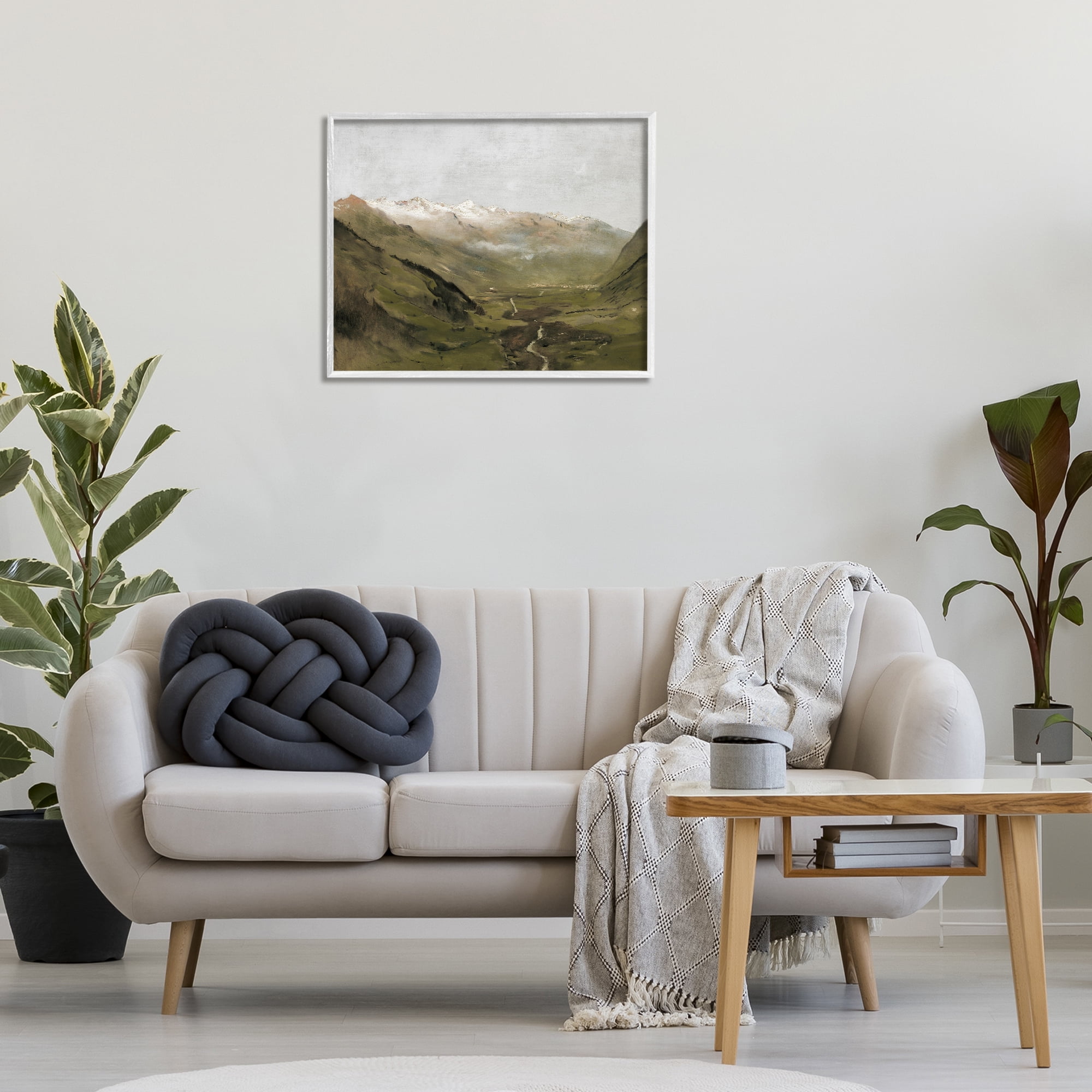 Stupell Industries Winding Valley Path Landscape Painting White Framed Art Print Wall Art, 30 x 24