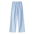 thumbnail image 5 of Comfy Pants Women Striped Drawstring Elastic Waist Lounge Casual Pants with Pockets Summer Straight Fit Trousers, 5 of 8