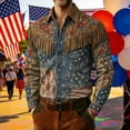 thumbnail image 2 of Laipiong Men's American Eagle Print Shirt USA 250th Anniversary Long Sleeve Button Down Patriotic Summer Top, 2 of 5