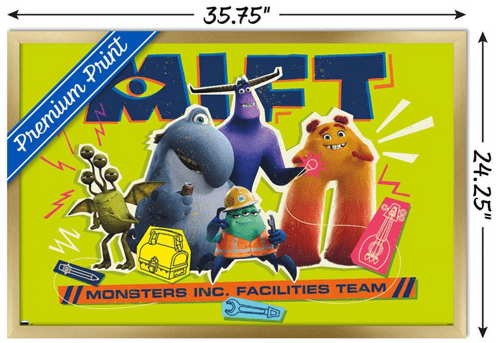 Disney Monsters at Work - Facilities Team Wall Poster, 22.375" x 34", Framed
