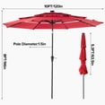thumbnail image 2 of Gianna 10 FT 3-Layer Solar Patio Umbrella, 32 LED Lights Market Umbrella with Adjustable Tilt, 8-Rib Outdoor Sunshade for Backyard, Deck and Poolside，Red, 2 of 7