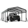 thumbnail image 2 of TROPOW 12 x 20 FT Metal Carport with Galvanized Steel Roof, Heavy Duty Metal Roof Carport with Enhanced Base, Tall Metal Carport Kits Garage for Tractors, Trucks, Boats, Cars, 2 of 9