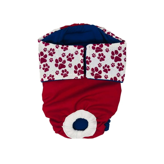 Barkertime Happy Paws on Red Waterproof Premium Dog Diaper - Made in USA