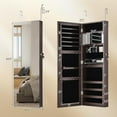 thumbnail image 2 of CZMJY Jewelry Cabinet Wall or Door Mounted, Hanging Lockable Jewelry Armoire Storage with Full Length Mirror, Interior Makeup Mirror, Over the Door Jewelry Organizer Box with Mirror, Dark Brown, 2 of 10