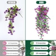 thumbnail image 2 of 2 Pack Genreen Artificial Hanging Flowers for Outdoors Decorations, Fake Hanging Flowers, UV Resistant Artificial Hanging Plants outdoors for Home Porch Patio Balcony Baskets Yard(Purple & Rose Red), 2 of 8