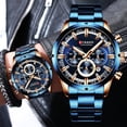 thumbnail image 2 of Reloj Curren para hombre, esfera azul, correa de acero inoxidable, fecha para hombre, relojes de negocios para hombre, relojes de pulsera impermeables de lujo para hombre Deng Xun unisex, 2 of 2