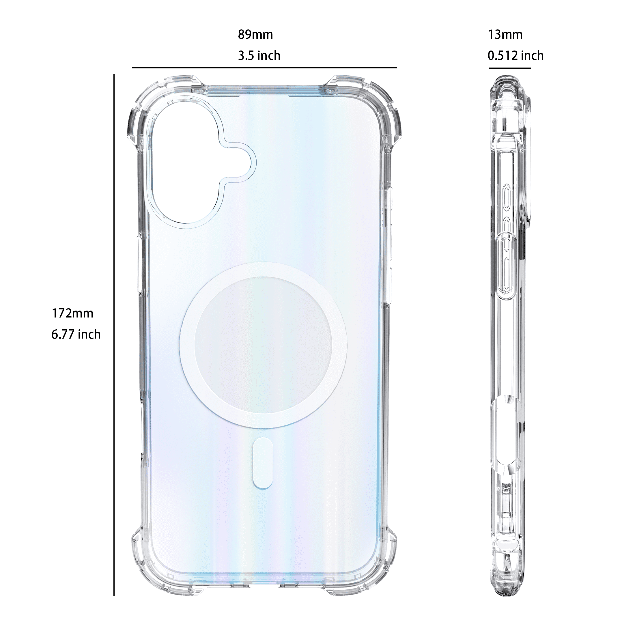 onn iPhone 16 Plus Case with MagSafe Magnet for Apple, Iridescent