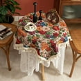 thumbnail image 2 of Monebena Square Tablecloth with Tassels Spring Floral Pattern Bedside Table Cloth Washable Nightstand End Table Cover for Room Tabletop Decoration, 2 of 11