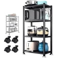 thumbnail image 1 of de Cocina Metálico 4 Niveles 4 Ruedas - Carrito Organizador de Metalico Multiuso, Estantería Acero Regulable, Ganchos Incluidos, Antideslizantes, para Oficina, Baño (4 Capas, Negro), 1 of 8