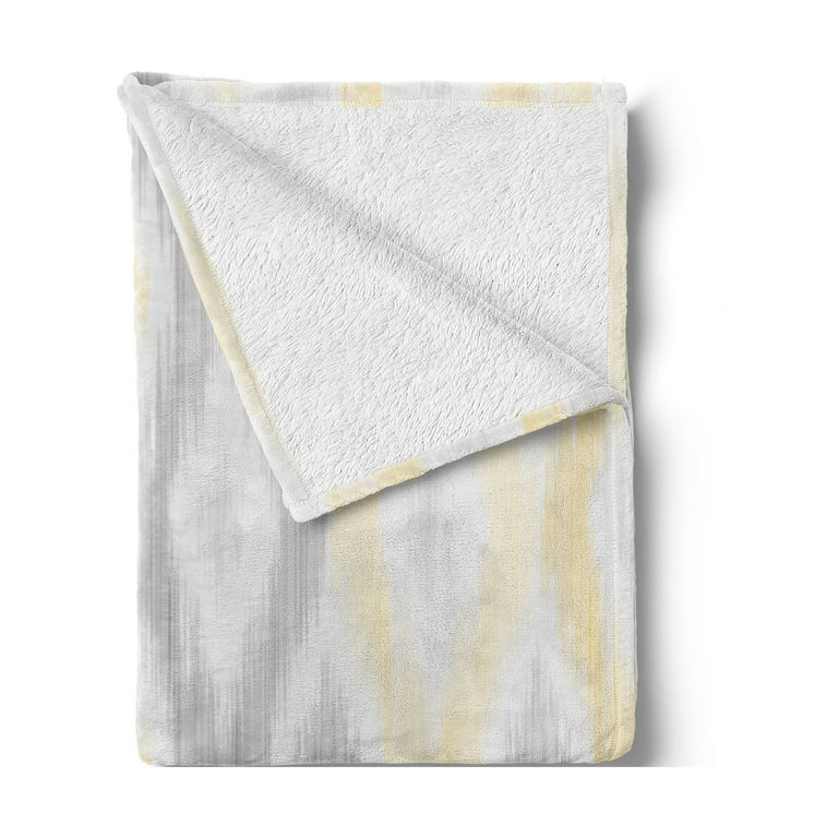 Grey and Yellow Soft Flannel Fleece Throw Blanket Sketchy Hand