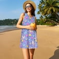 thumbnail image 3 of Naloa Butterflies And Flowers Print Women's Summer Spring Casual Beach Sundress,Vacation Sleeveless Tank Crewneck Loose Dresses, 3 of 7
