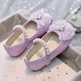 thumbnail image 7 of Hessimy Toddler Little Girls Dress Shoes Heel Mary Jane Bow Flower Wedding Party Shoes Glitter Princess Shoes Flats (Toddler/Little Kid) school Round headed Round headed (Purple,13), 7 of 7