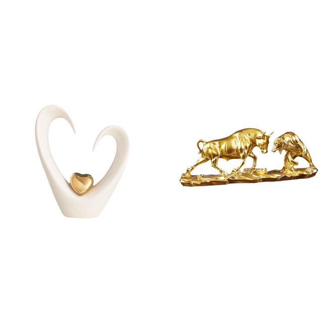 Figura decorativa de corazón para escritorio, estatua de resina artesanal, adorno moderno de cerámica, ideal para la oficina, el hogar o como regalo.