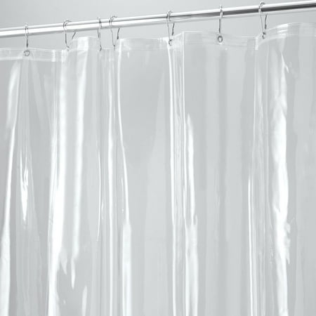 iDesign Vinyl Shower Curtain Liner with 12 Grommets and Weighted Magnets - 72  x 96  - Clear