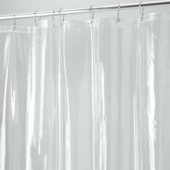 iDesign Vinyl Shower Curtain Liner with 12 Grommets and Weighted Magnets - 72" x 96" - Clear