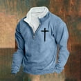 thumbnail image 2 of VSSSJ Graphic Sweatshirt for Men Quarter Zipper Cross Printed Pullover Long Sleeve Fleece Lined Fall Winter Casual Sweater Outerwear Sky Blue L, 2 of 3