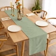 thumbnail image 3 of Olive Green Dining Table Runner, Natural Solid Color Organic Mottling Texture Washable Table Runners Kitchen Coffee Table Center Decor for Home Party Holiday Wedding 13 x 90 Inches, 3 of 9