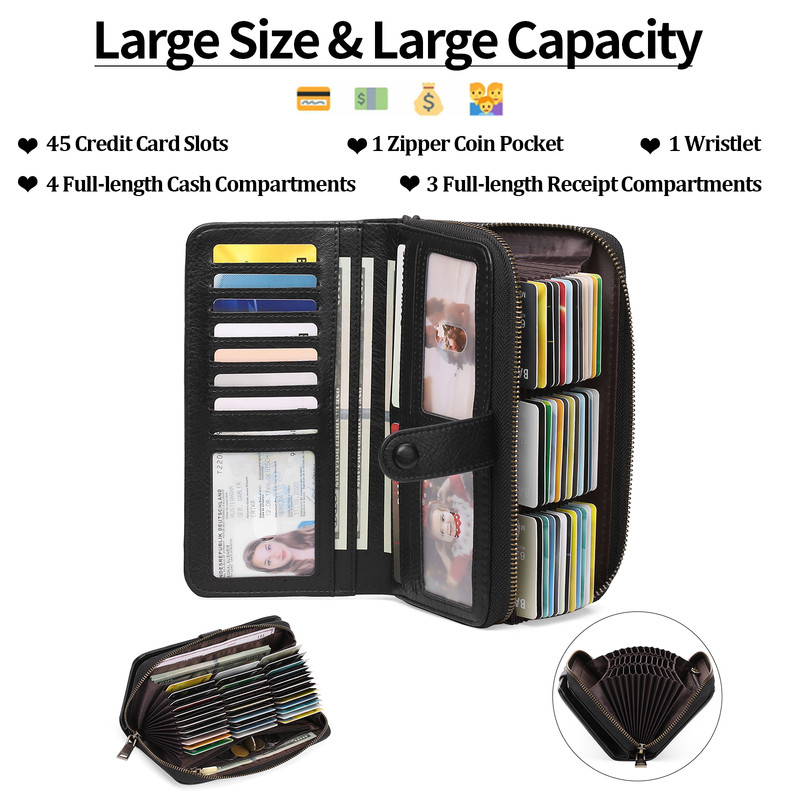 GAEKEAO Women's Bifold Wallet with 45 Card Slots photo 4
