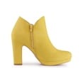thumbnail image 7 of BLISSFUL STEP Women's Round Toe Platform Block Heels Ankle Booties Yellow 9, 7 of 7
