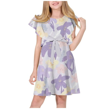 

pop seller Summer Trend Casual Digital Printed Dress Children s Strapping Princess Dress
