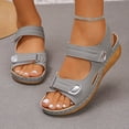 thumbnail image 2 of Rokment Women's Orthopedic Wedge Walking Sandals Beach Comfortable Arch Support Platform Mid Heels Non Slip Work Summer Shoes for Woman with Adjustable Straps Grey Size 7.5, 2 of 6