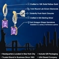 thumbnail image 2 of Gem Stone King 925 Silver and 10K Yellow Gold Purple Amethyst and White Lab Grown Diamond Dangle Earrings for Women | 1.09 Cttw | Gemstone February Birthstone | Emerald Cut 6X4MM, 2 of 6