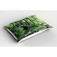 thumbnail image 2 of Ambesonne Peace Garden Pillow Sham 2 Pack, Park in South China, 26"x20", Green Grey Brown, 2 of 3