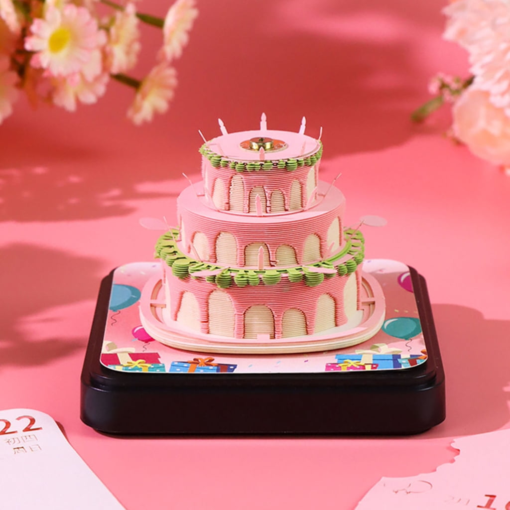 2026 Timepiece Calendar Table Ornament Paper Sculpture Birthday Cake Calendar