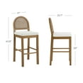 thumbnail image 4 of Nathan James Bailey Rectangle Seat Armless Rattan Back Bar Stool, Cream Boucle/Light Brown, 4 of 8