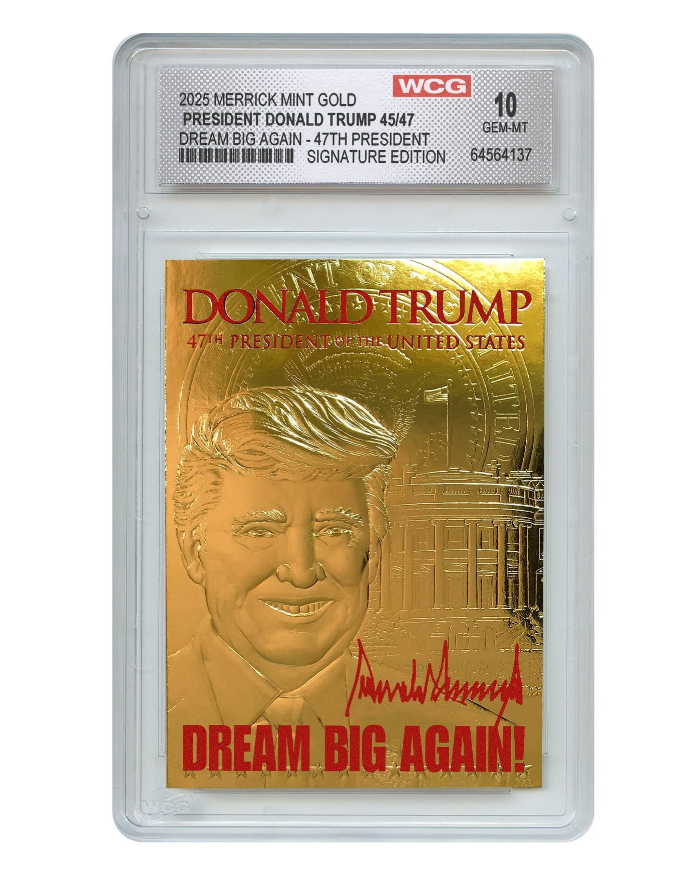 Donald Trump 2024 President Trading Card, 23K Gold Signature