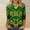 Shirts-225Green, variant on Dressy Tops for Women Flowy Crew Neck Spring Tops 3/4 Sleeve Tunic Tops Golden Glitter Effect Shamrock Celtic Print St Paddys Day Shirts