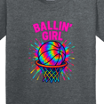 thumbnail image 4 of Inktastic Ballin' Girl Basketball Rainbow Splash Youth T-Shirt, 4 of 5