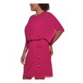thumbnail image 3 of JESSICA HOWARD Womens Purple Zippered Sheer Lined Drawstring Waist Short Sleeve Boat Neck Above The Knee Wear To Work Blouson Dress Plus 18W, 3 of 4