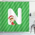 thumbnail image 1 of Ambesonne Christmas Alphabet Shower Curtain, Holiday N Design, 69"Wx84"L, Green Dark Coral and White, 1 of 3