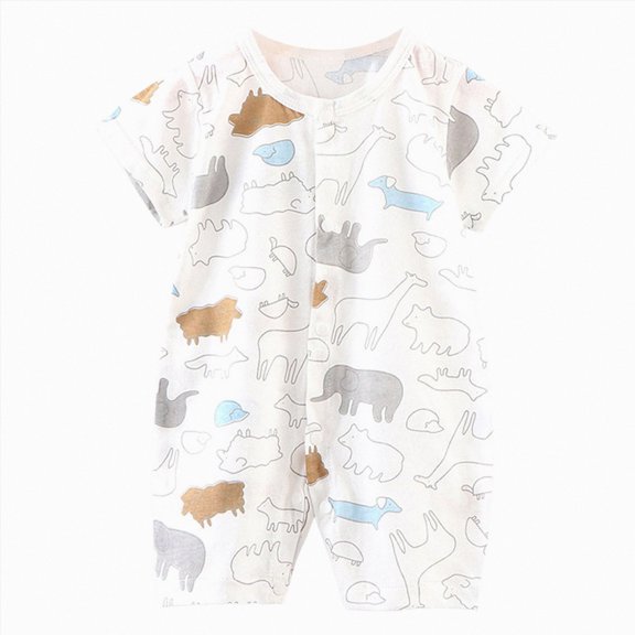 NIEWTR Newborn Outfit Baby Boy Girl Romper Short Sleeve Basic Jumpsuit Soft Cotton Casual Breathable Playsuit Summer 0-24 Months(A-White,0-6 Months)