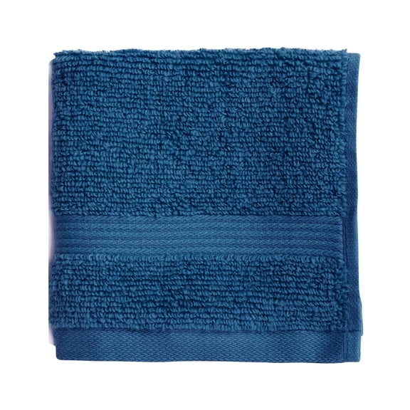 Mainstays Performance Cotton Washcloth, Super Soft Quick Dry Fade Resistant, Solid Navy