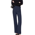 thumbnail image 3 of Women Wide Leg Pants Summer High Waisted Business Casual Work Dress Pants Trousers Slacks Navy Blue L, 3 of 9