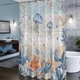 thumbnail image 3 of Oceans Marine Life Shower Curtains for Bathroom, Orange Blue Jellyfish Starfish Retro Wooden Washable Fabric Shower Curtain with Hooks Waterproof Bathroom Decor Sets, 72 x 84 Inches, 3 of 9