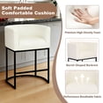 thumbnail image 5 of ClinQ 26" Counter Height Bar Stools Set Of 3, PU Leather Barrel Stools With Back And Arms For Kitchen Island, White, 5 of 10
