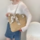 thumbnail image 4 of Bolso de mano retro para mujer, pañuelo de seda tejido de paja, bolso de mano grande (caqui) Likrtyny Para estrenar, 4 of 9